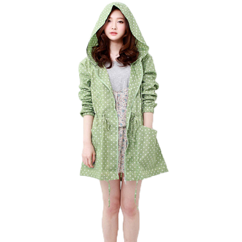 Women'S Fashion Rain Jacket - Fashion Dot Print Women Raincoat With