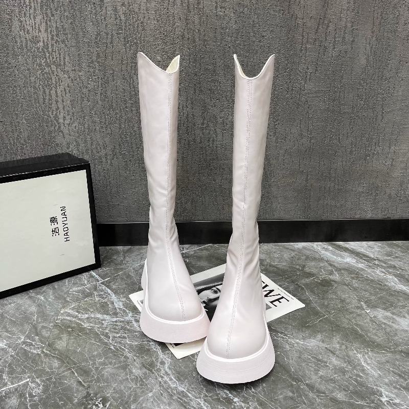 Women'S Fashion Knee High Boots - Women's New Simple Solid Color Platform