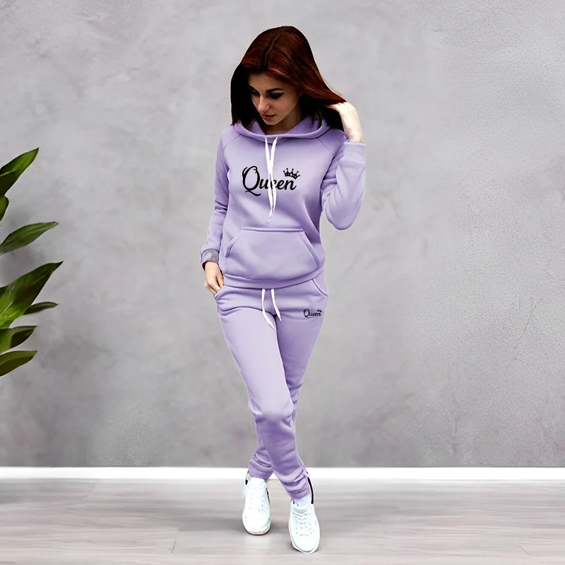 Women'S Fashion Sweatshirts - Womens Tracksuit Queen Letter Printing Hooded