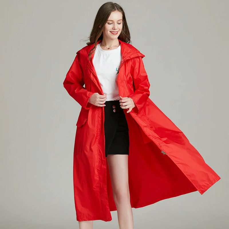 Women'S Fashion Rain Jacket - Women Lightweight Red Black Breathable Raincoat