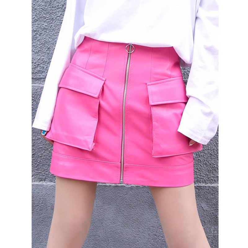 Women'S Real Y2K Fashion - M-3XL Fashion Pink Real Leather Sheepskin
