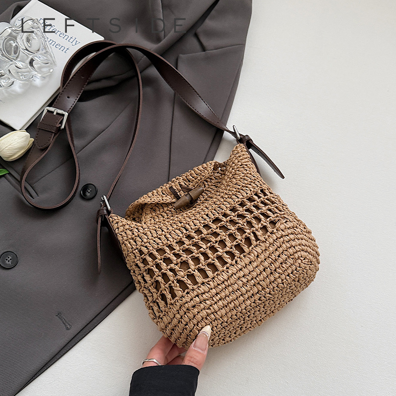 Women'S Fashion Trends Spring 2026 - Small Woven Straw Bucket Bag Ladies