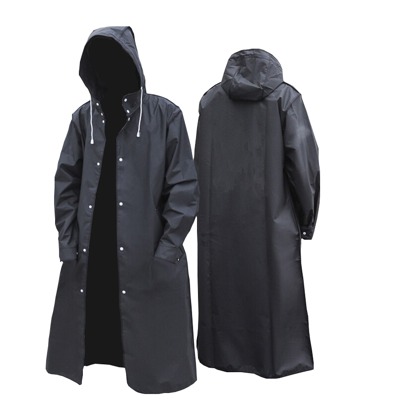 Women'S Fashion Rain Jacket - Black Fashion Adult Waterproof Long Raincoat