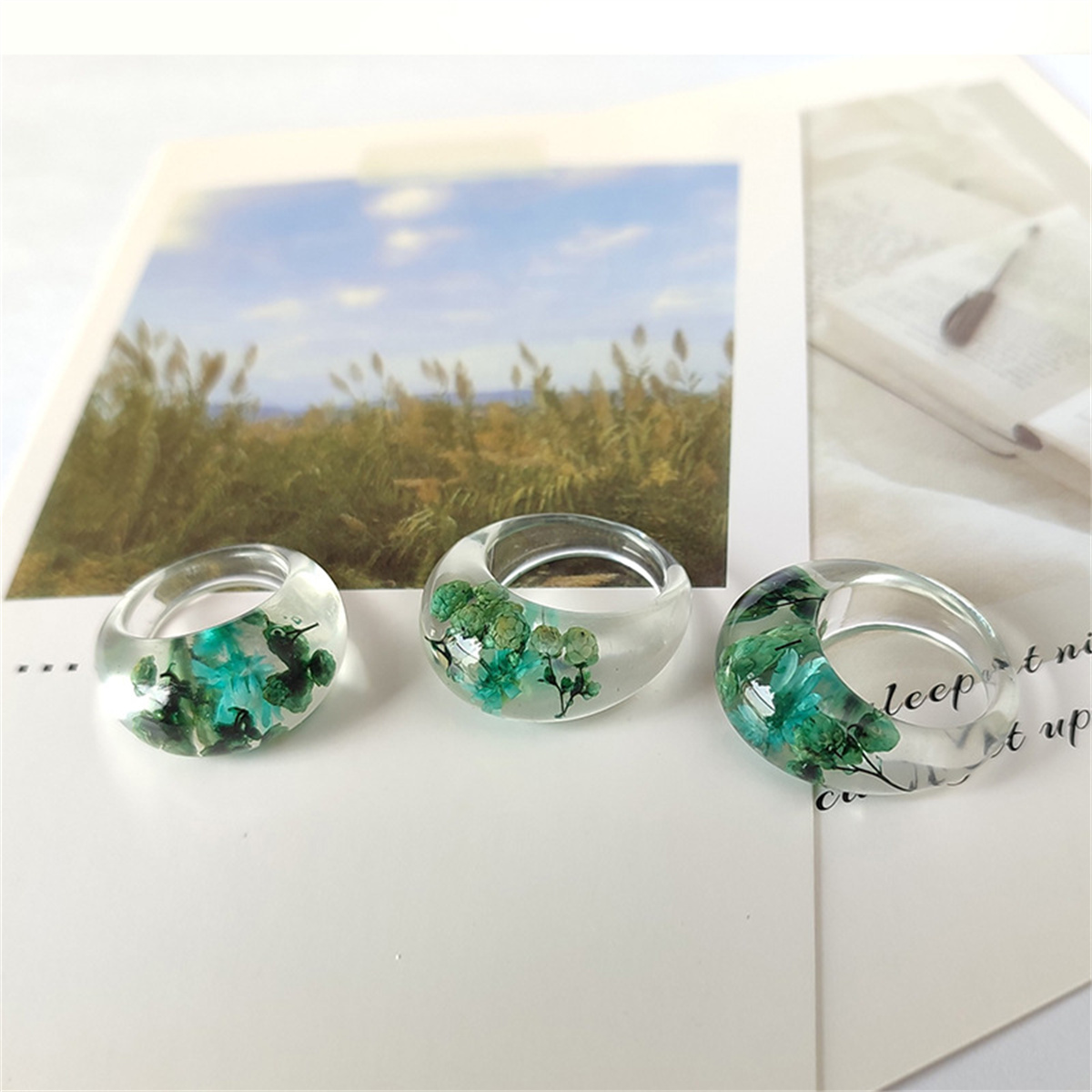 Transparent Resin Ring with Re - огляд і ціна Women'S Real Y2K Fashion