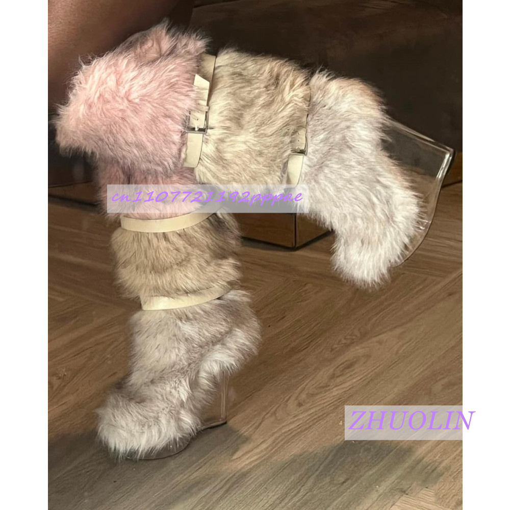 Winter Gradient Furry Transpar - огляд і ціна Women'S Fashion Knee High Boots
