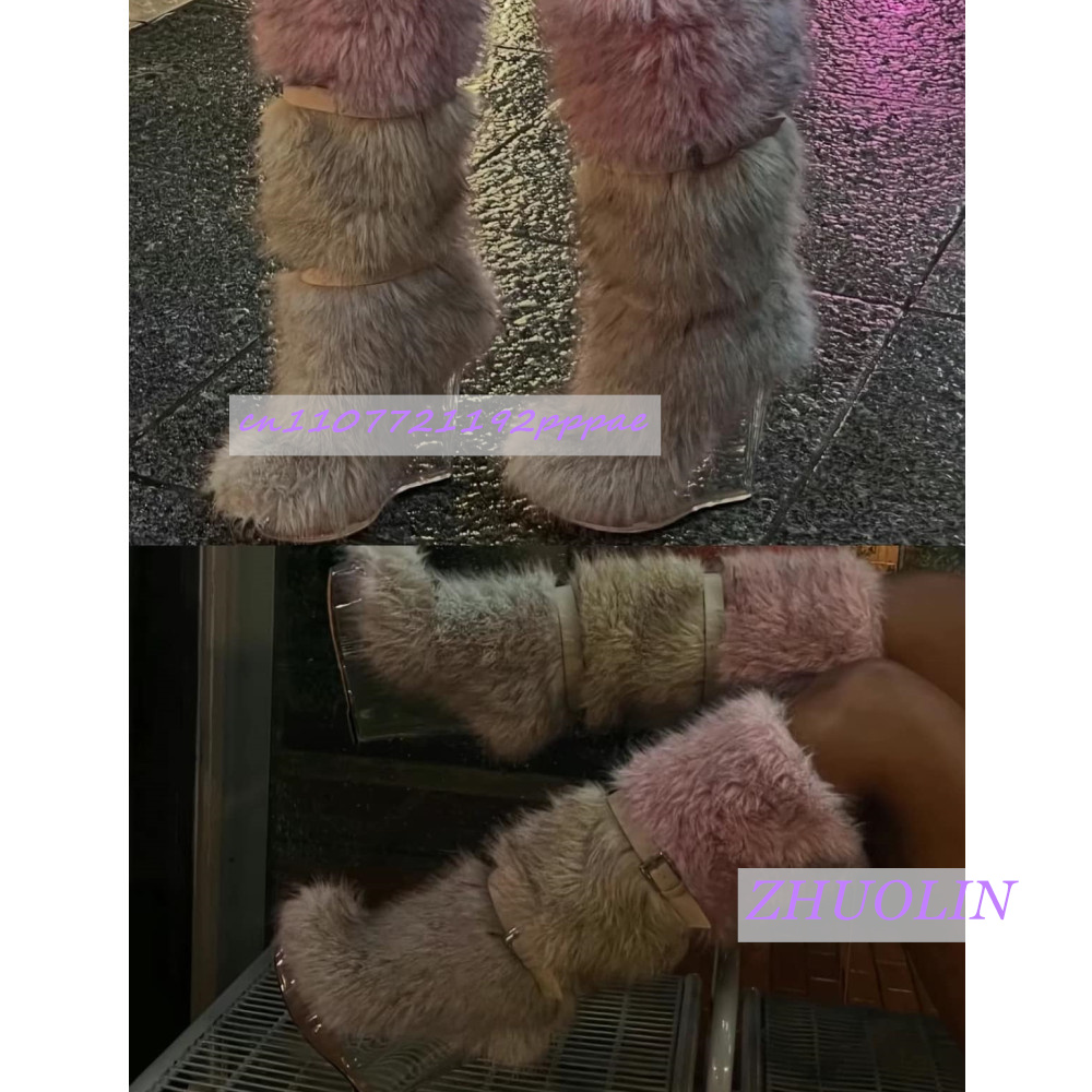 Winter Gradient Furry Transpar - огляд і ціна Women'S Fashion Knee High Boots