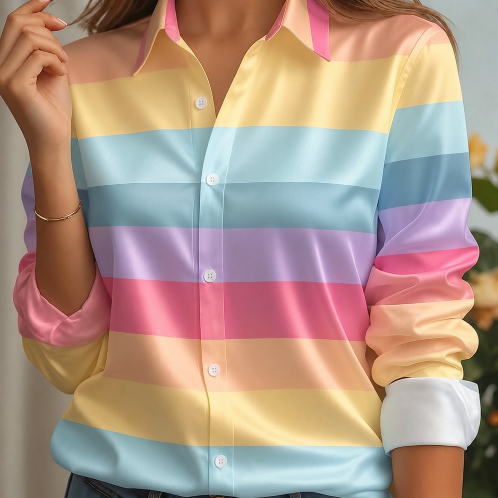 Women Satin Lapel Collar Shirt - огляд і ціна Trend Women Fashion