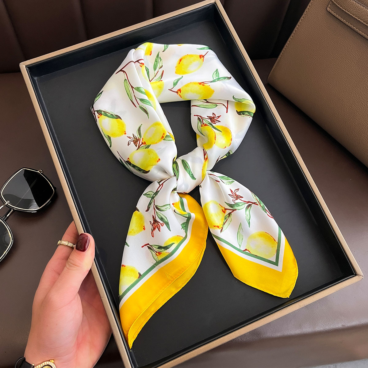 2025 New Yellow Lemon Print Sq - огляд і ціна Women Fashion Necktie